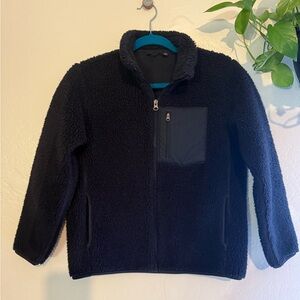 Boys Black Sherpa Fleece Jacket UNIQLO size 11-12 years